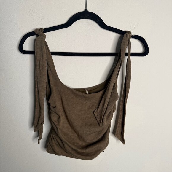 Free People Women's Brown Boulevard Tie Straps Tank Top - Size XS Extra Small - Picture 2 of 6